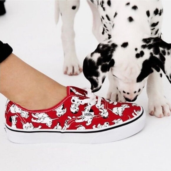 Vans X Disney 101 Dalmations Women 8 red canvas lace up Disney - Picture 1 of 6